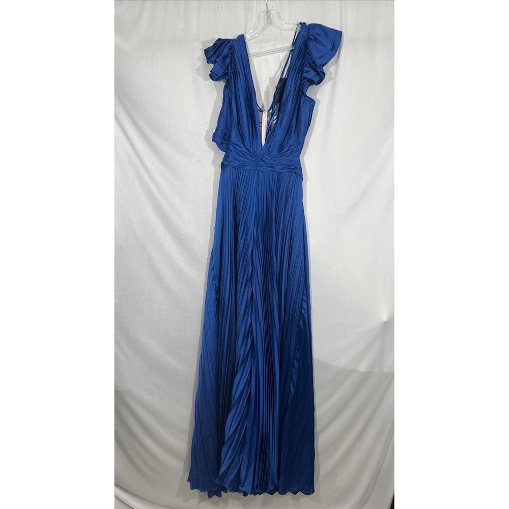 NWT IEENA Mac Duggal [ 12 ] 27361 Ruffe Cap Sleeve Cutout Pleated Jumpsuit S2046 - Picture 2 of 13